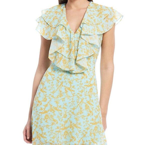 6 NWT Sachin & Babi Annemarie Ruffle Toile du Jouy Front Slit Dress MSRP $295 - Picture 3 of 6